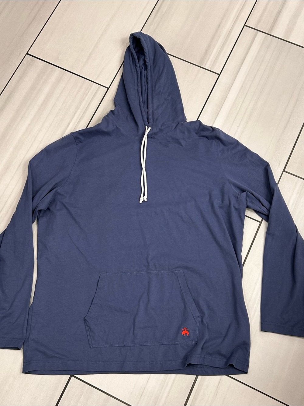 Brooks Brothers Mens XXL Blue 100% Cotton Long Sleeve Hooded T-Shirt Hoodie